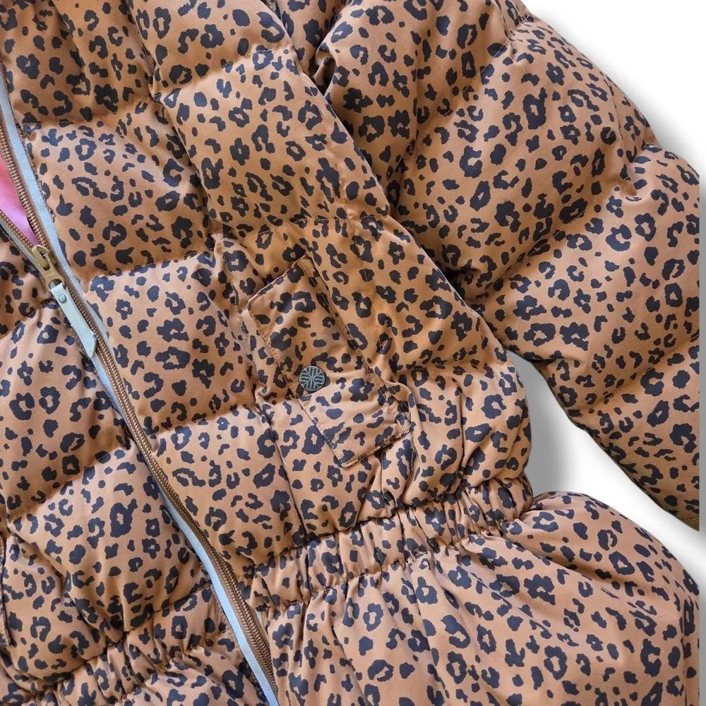 Hanna Andersson Leopard Print Girls Down Jacket 140 Size 10